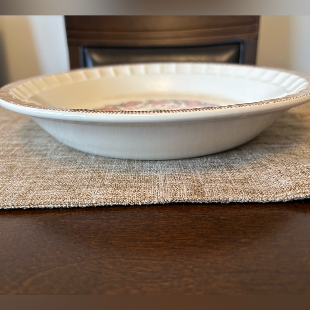 VTG Cherry Pie Recipe Ceramic Fluted Pie Plate USA Royal China Jeanette 11" - Picture 6 of 6